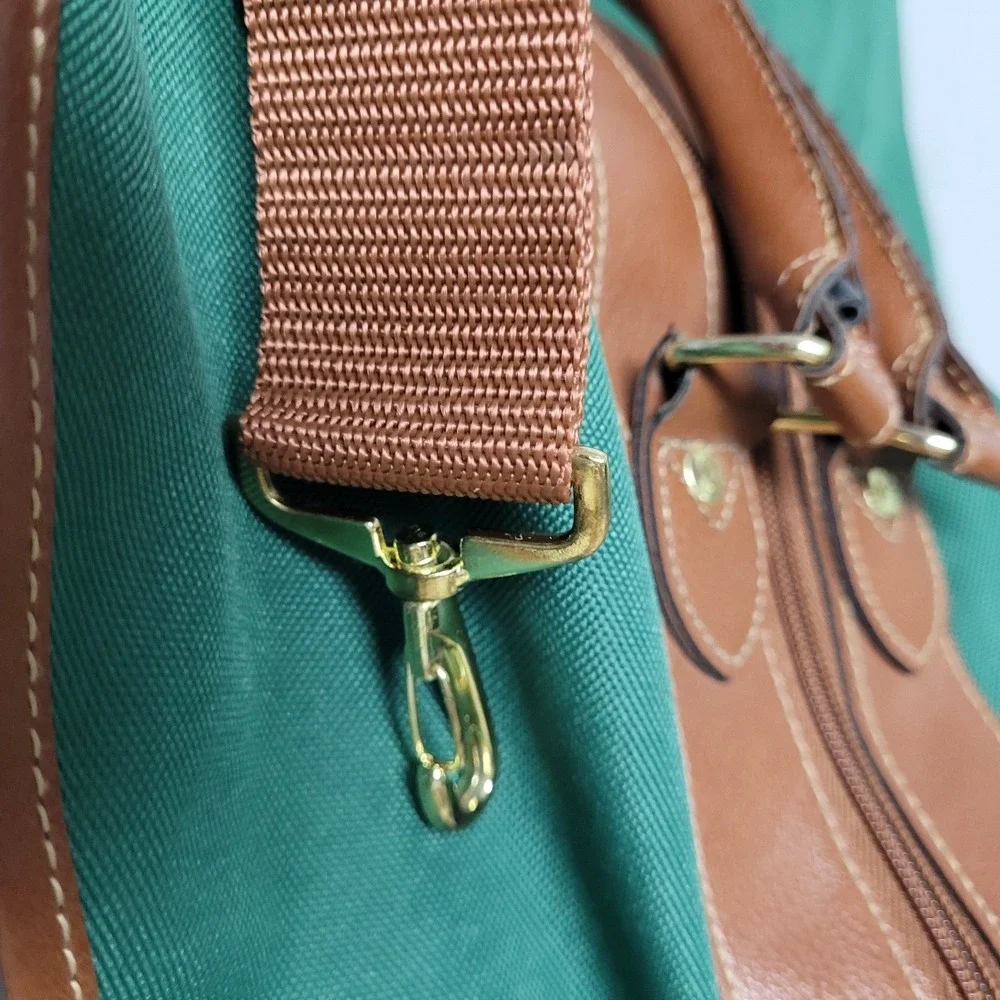 Vintage Polo Ralph Lauren Large Shoulder Strap Bag Green Brown Weekender